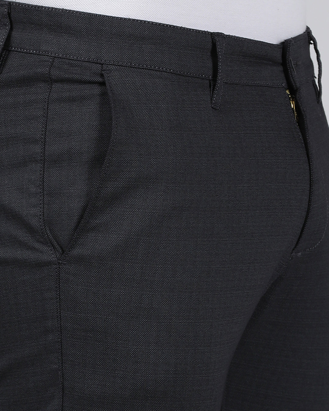 Casual Slim Fit Printed Black Trousers for Men