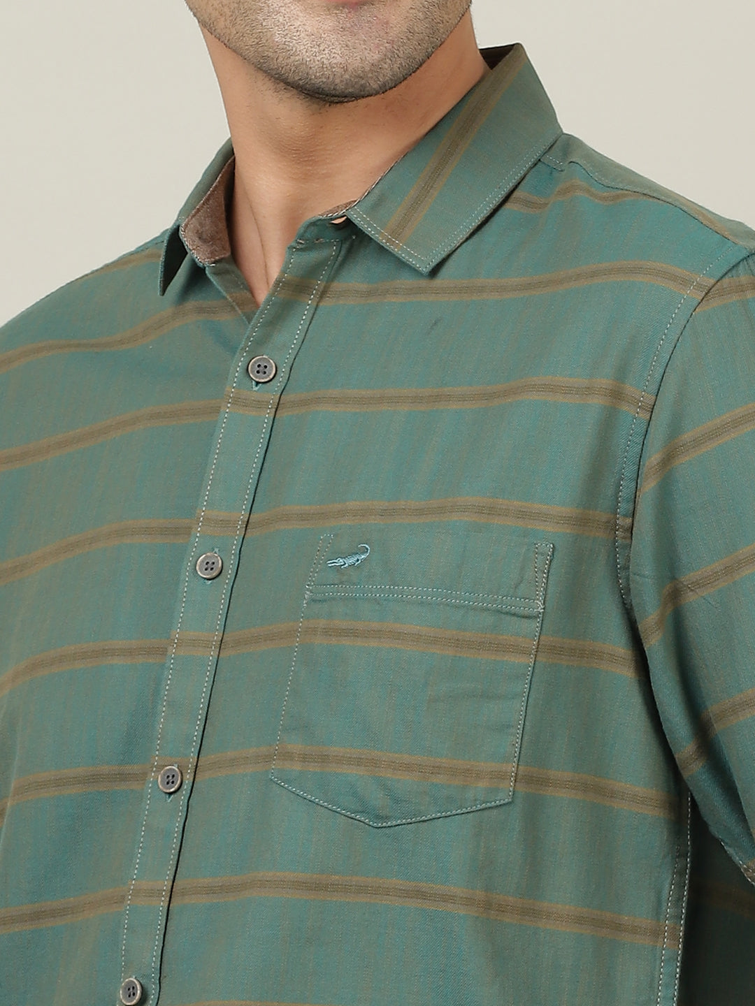 Crocodile Men Cotton Stripe Shirt