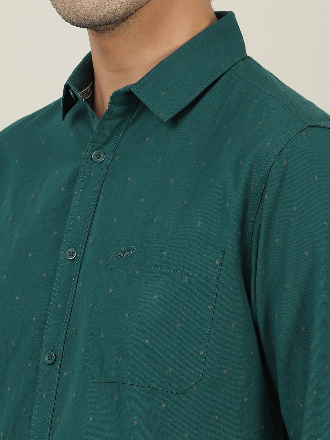 Crocodile Men Green Regular Fit Shirt