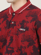 Crocodile Men Red Printed Polo T-Shirt