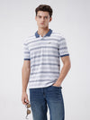 Yarn Dyed Birdseye Stripe Polo T-Shirt Blue