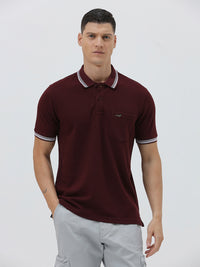 Contrast Plated Collar Polo T-Shirt