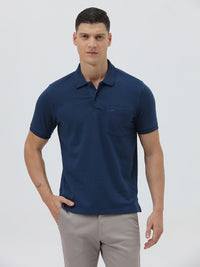 Crocodile Diagonal Pattern Jacquard Polo T-Shirt In Blue