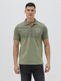 Crested Mosaic Panel Polo T-Shirt In Olive