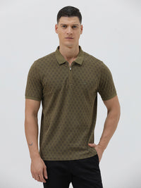 Loop Link Printed Polo T-Shirt In Olive