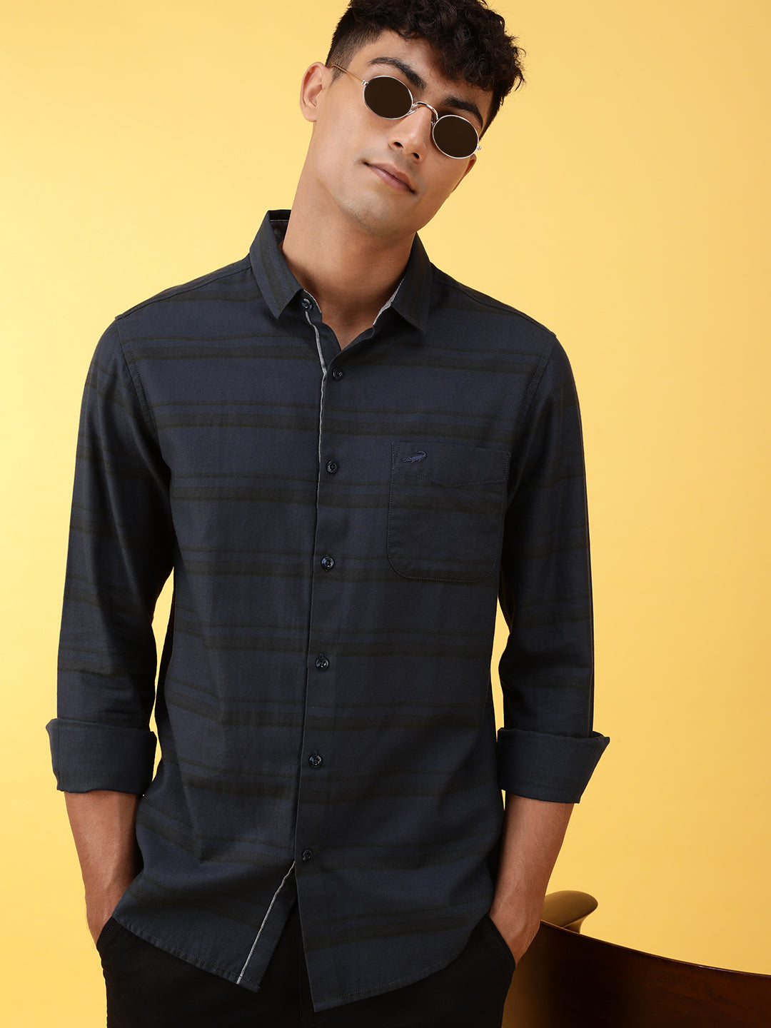 Tonal Stripe Fabric Dyed Shirt