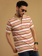 Red Half Sleeve Jacquard Polo Slim Fit T-Shirt