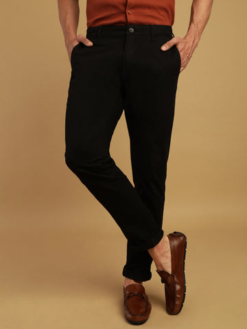 Textured Black Trouser In Trim Fit