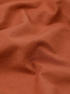 A man wearing a rust-orange crewneck t-shirt with a subtle tonal 'ELECTRIC' logo across the chest, paired with black pants, photographed against a clean white studio background.