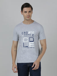Typography Printed Single Jersey Cotton Grey T-Shirts