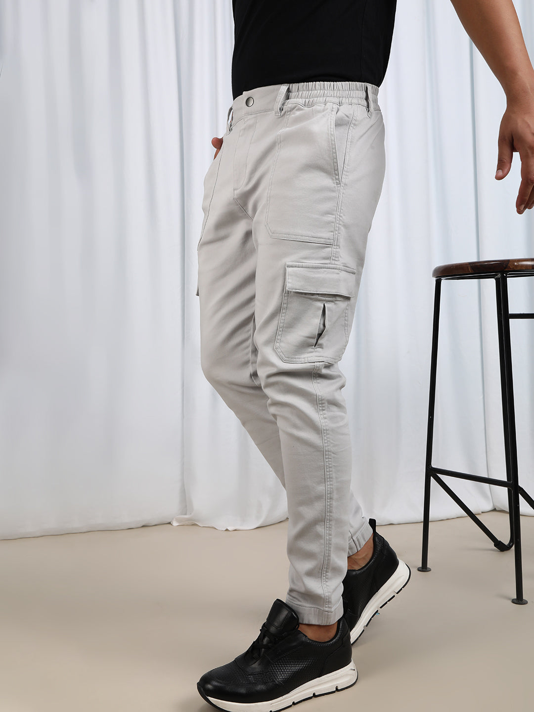 LIGHT GREY PREMIUM CARGO JOGGER IN SUPER SOFT FABRIC