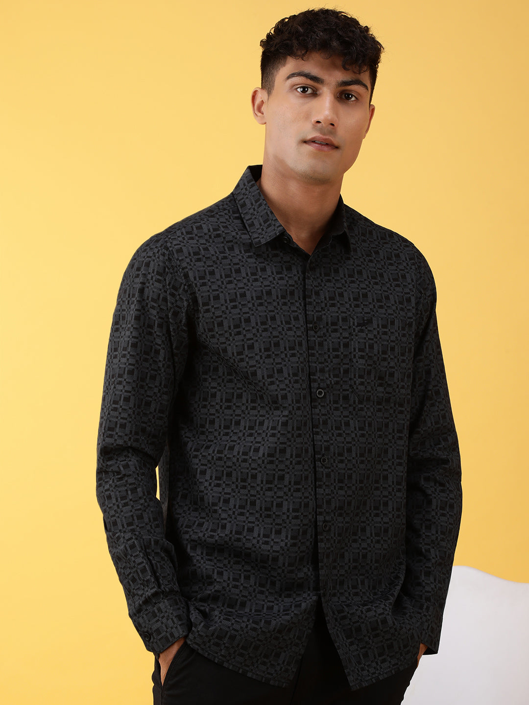 Modern Jacquard Look Printed Shirt