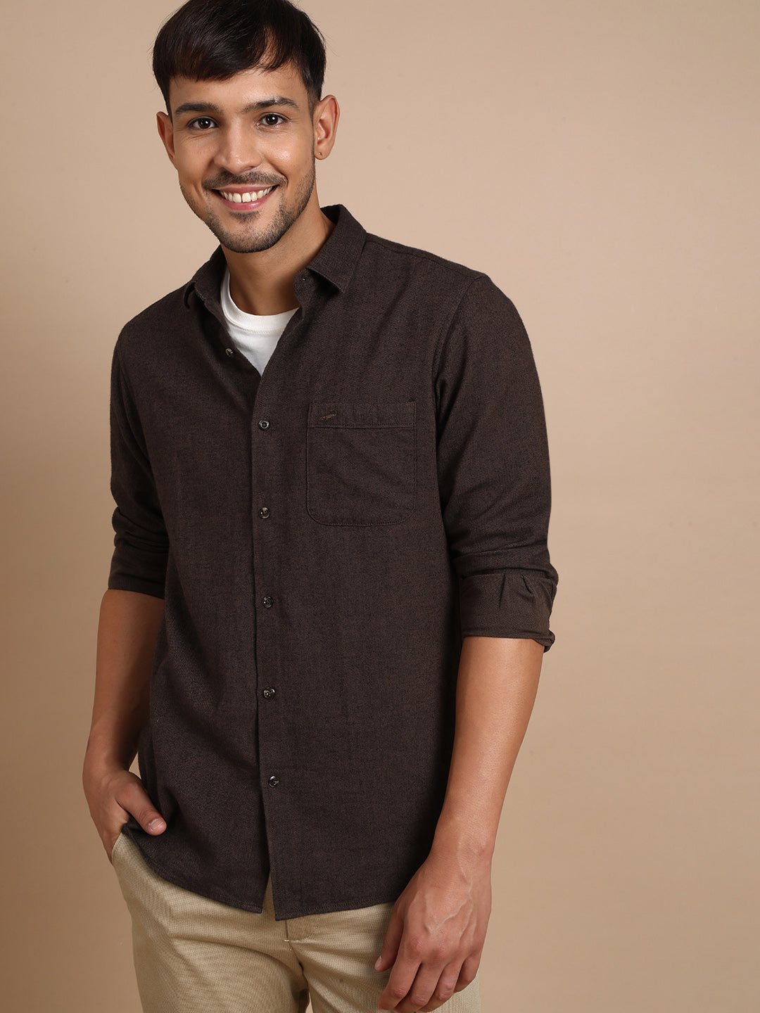 Herringbone Mild Brushed Shirt