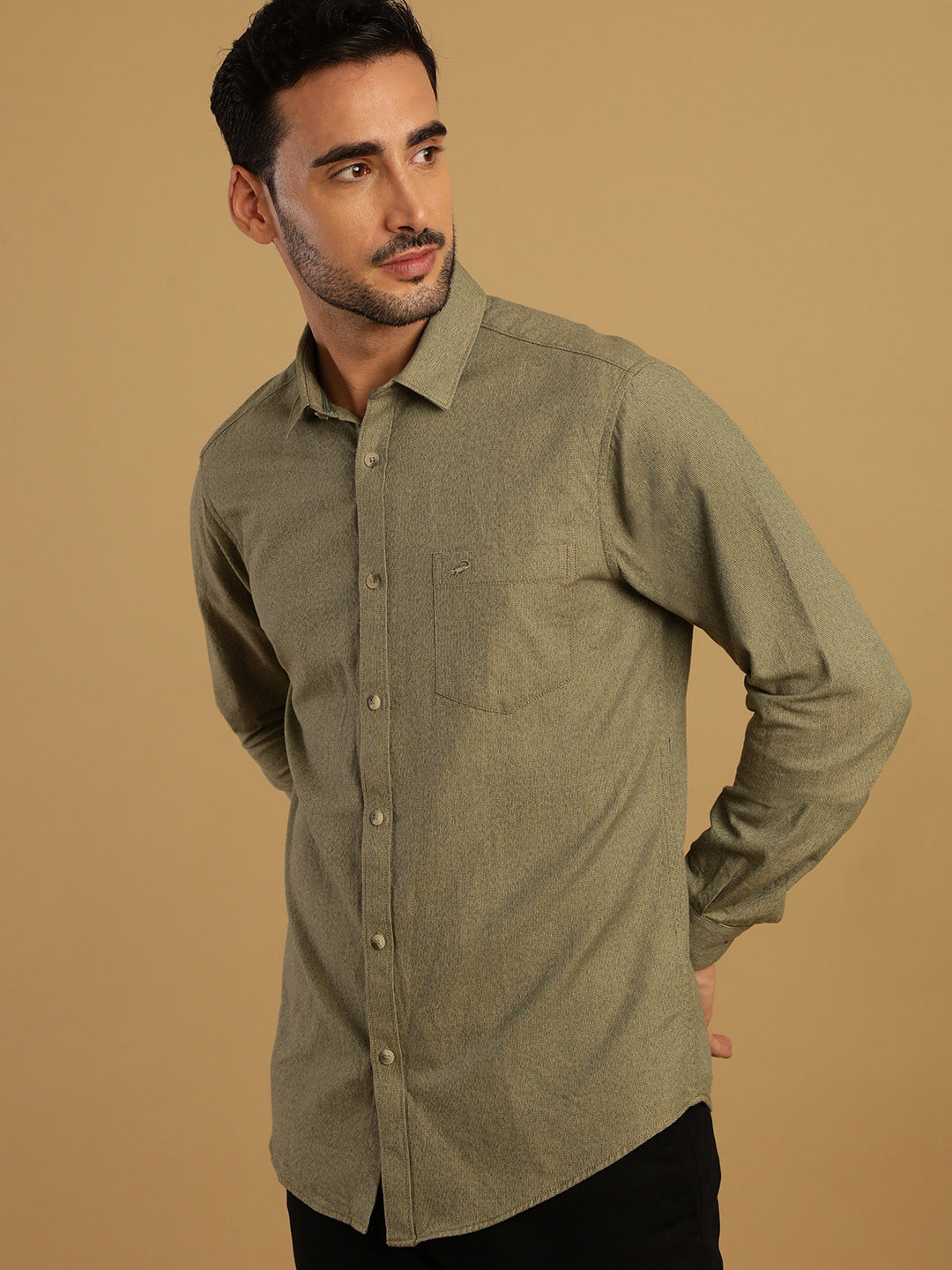 Discover Crocodile Grindle Textured Green Shirt Online
