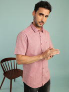 Red Half Sleeve Jacquard Polo Slim Fit T-Shirt