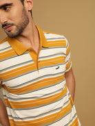 Red Half Sleeve Jacquard Polo Slim Fit T-Shirt