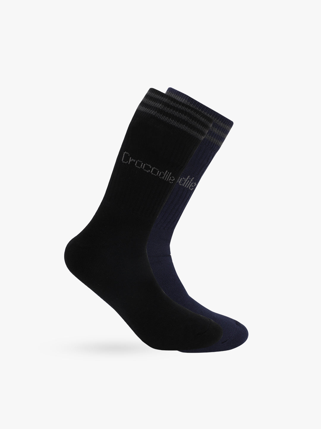 A pair of black ankle-length socks with the brand 'Crocodile' visible on the side.