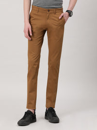 Khaki Brown Casual Solid Trouser