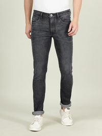 Dark Grey Solid Mid Rise Slim Fit Jean