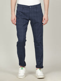 Checked Navy Casual Trouser