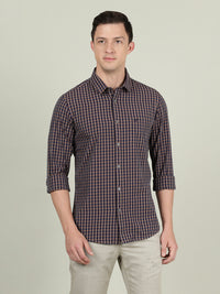 Brown Full Sleeve Checked 100% Cotton Shirt
