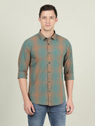 Crocodile Men Slim Fit Green Check Shirt