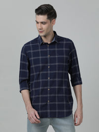 Navy Checked Casual Full Sleeve Shirt