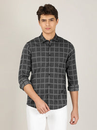 Black Checked Full Sleeve 100% Cotton Casual Shirt