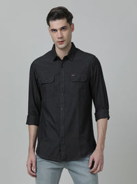 Black Solid Full Sleeve 100% Cotton Casual Shirt