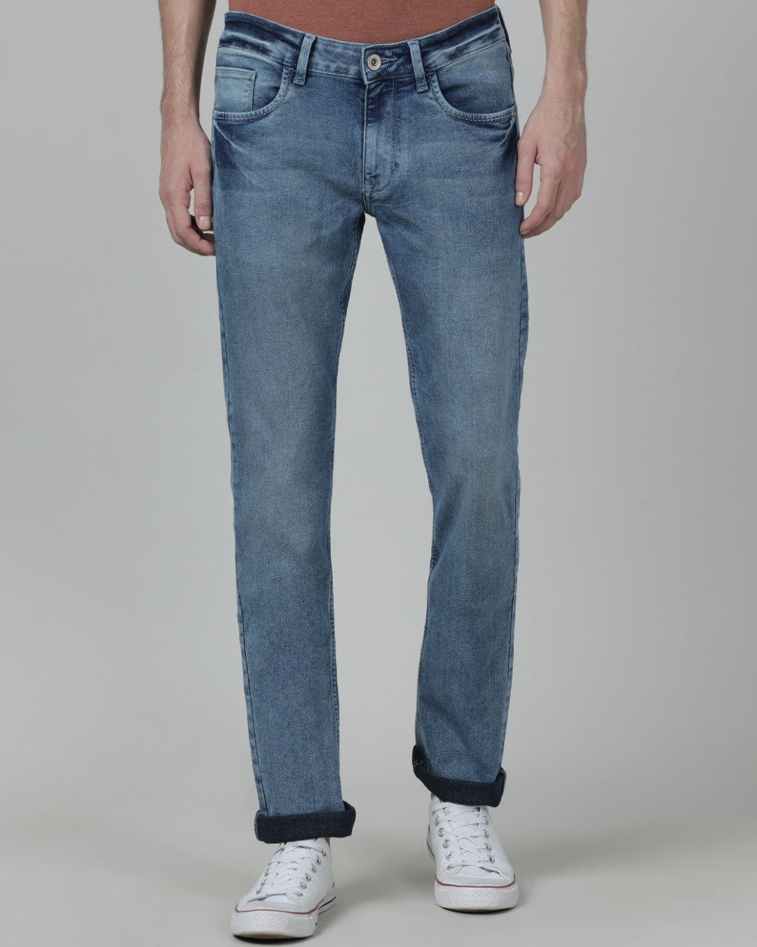 Casual Slim Fit Light Blue Solid Jean for Men
