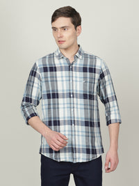 Casual Navy Checked Full Sleeve 100% Cotton Shirt