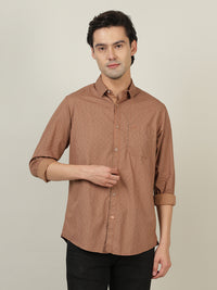 Striped Full Sleeve 100% Cotton Brown Shirt