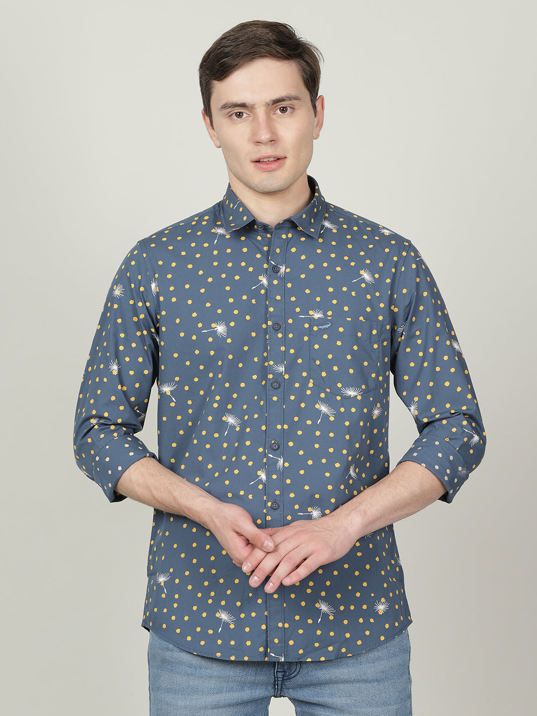 Crocodile Teal Slim Fit Shirt