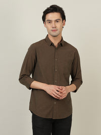 Brown Printed Full Sleeve 100% Cotton Casual Shirt