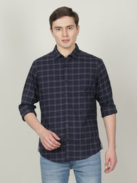 Checked Navy Full Sleeve 100% Cotton Shirt