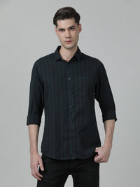 Moonless Night Blue Striped Full Sleeve 100% Cotton Shirt