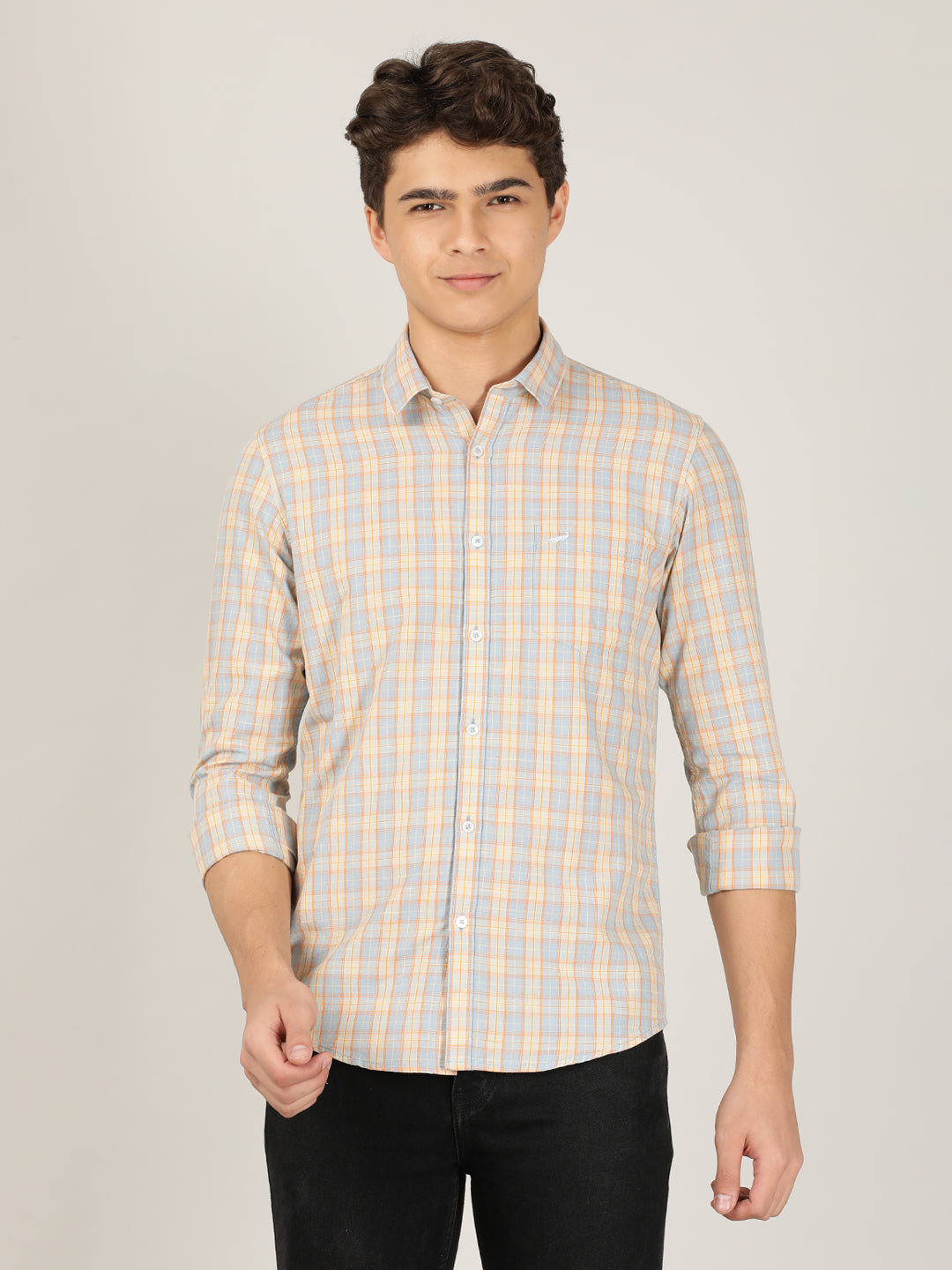 Crocodile Orange Slim Fit Casual Shirt