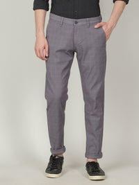 Checked Light Grey Casual Trouser