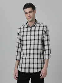 White Checked Casual Full Sleeve 100% Cotton Shirt