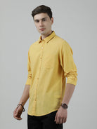 Casual Full Sleeve Comfort Fit Stripe Shirt Yellow for Men