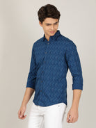 Crocodile Slim Fit Blue Casual Shirt