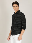 Crocodile Black Printed Slim Fit Shirt