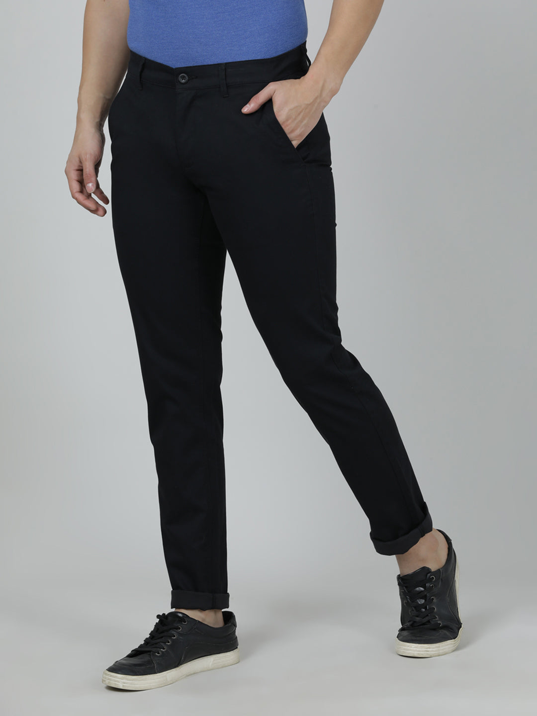 Crocodile Trim Fit Black Trouser for Men