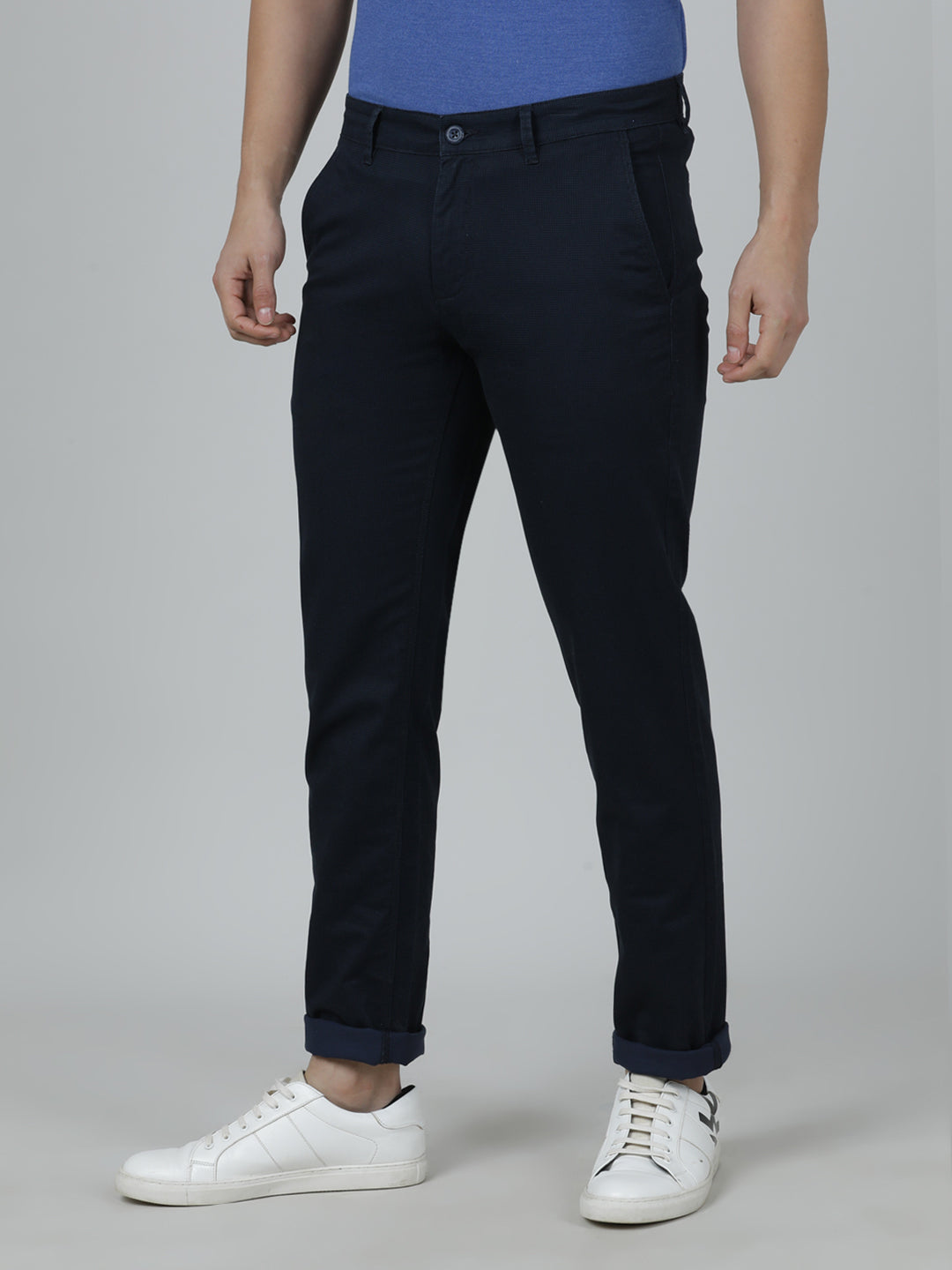 Crocodile Trim Fit Navy Trouser for Men