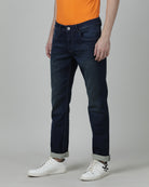 Casual Solid Slim Fit Cotton Medium Blue Denim Jean for Men