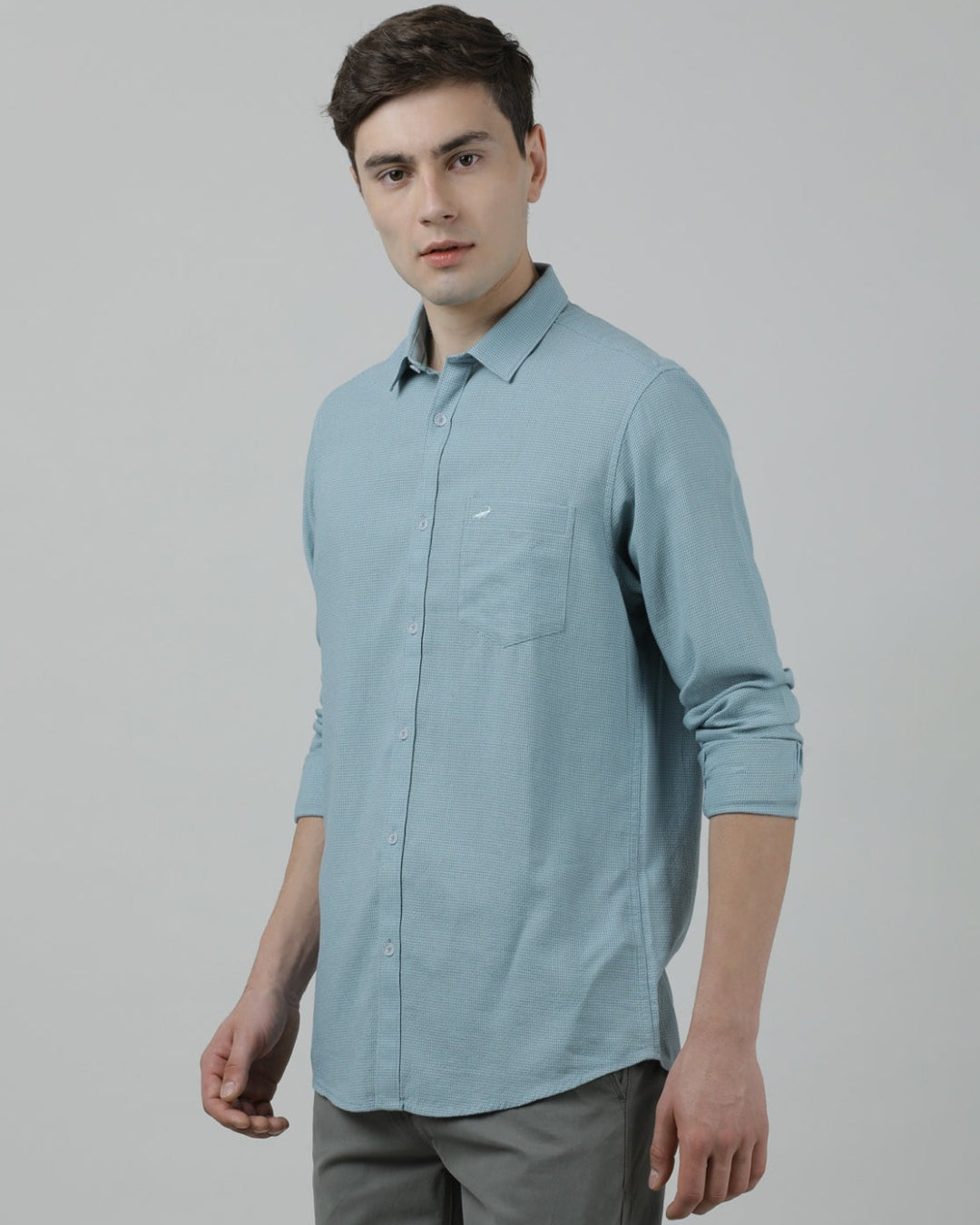 Casual Full Sleeve Slim Fit Solid Shirt Blue for Men