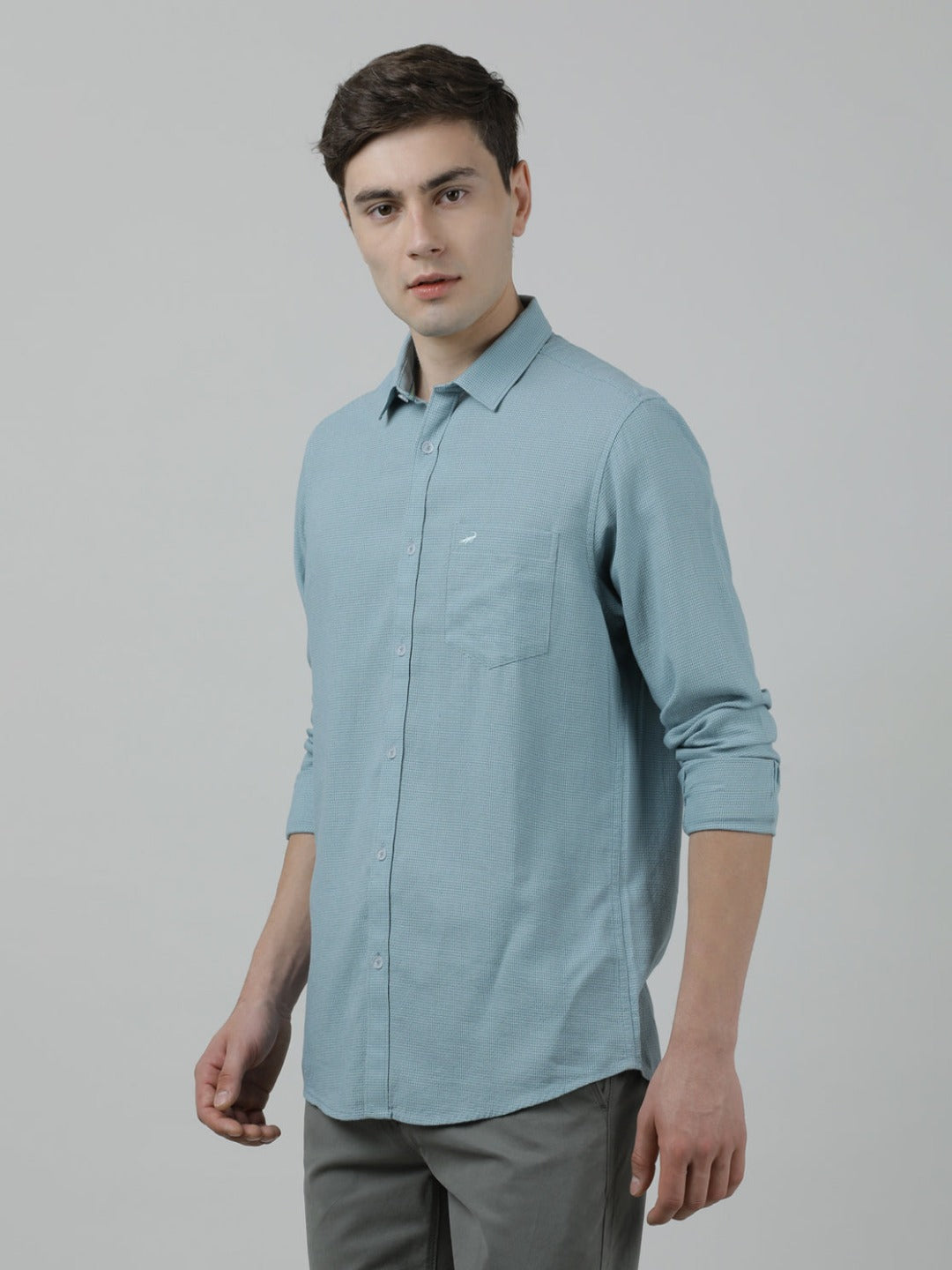 Casual Full Sleeve Slim Fit Solid Shirt Blue for Men