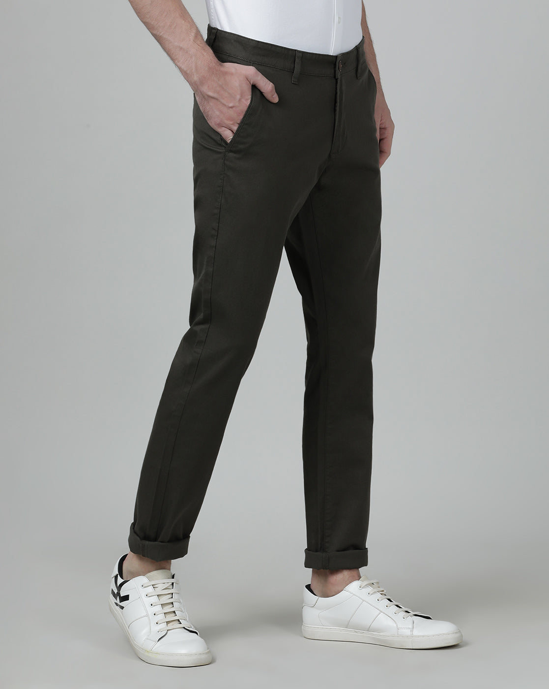 Crocodile Olive Slim fit Trouser for Men