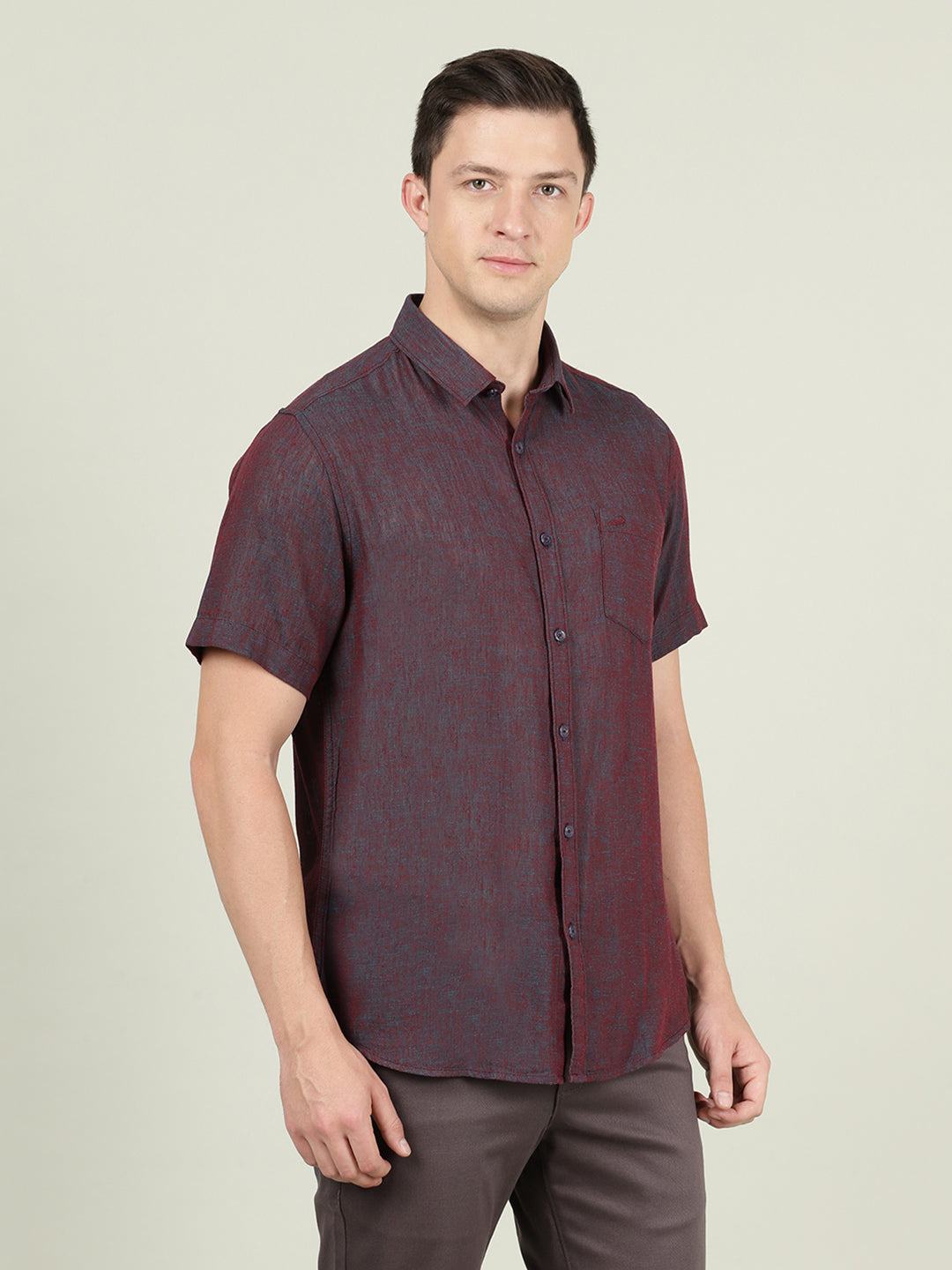 Crocodile Men Short Sleeve Solid Shirt