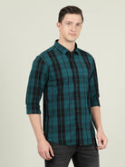 Crocodile Men's Slim Fit Green Check Shirt